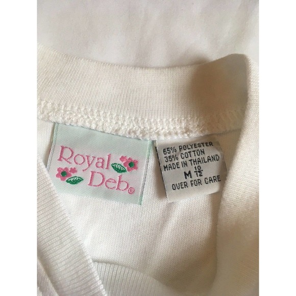 VTG Royal Deb Girls 80s 90s Workout Athletic White Red Grey Stripe Shirt 10 12 - Picture 5 of 10